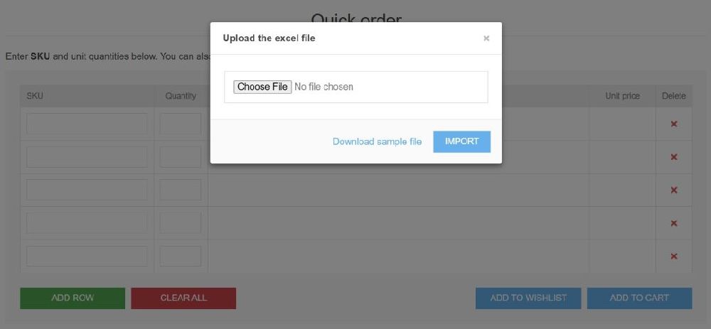 bulk quick order nopcommerce with excel upload